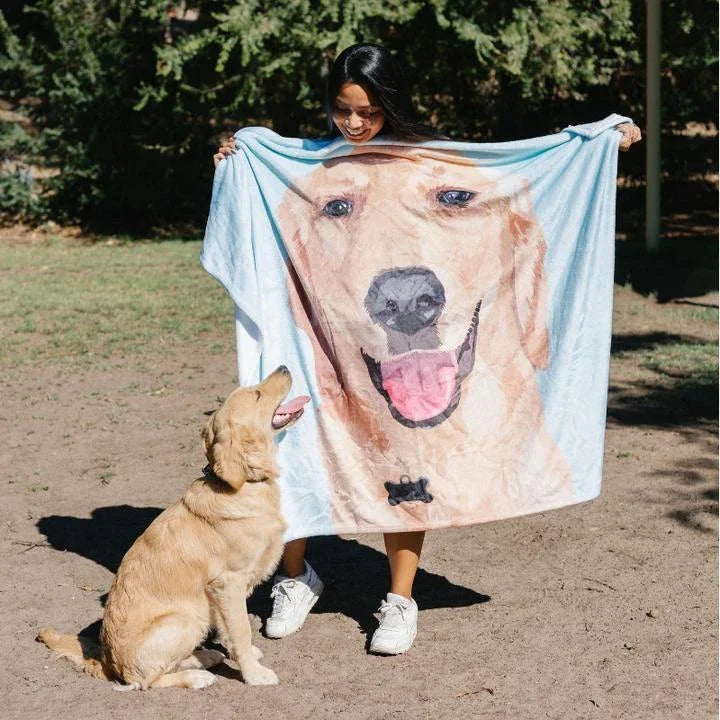 Custom design flannel blanket with knee warm feature, available in multiple sizes