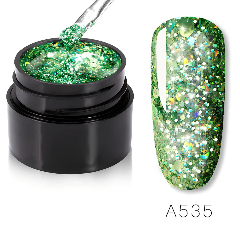 Bottle of colorful nail polish in shades RFA531 to RFA538, 10ml glass with glossy finish