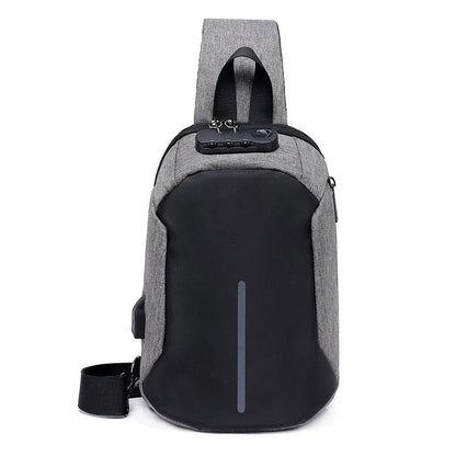 Oxford cloth shoulder bag with zipper enclosure in black and dark grey options