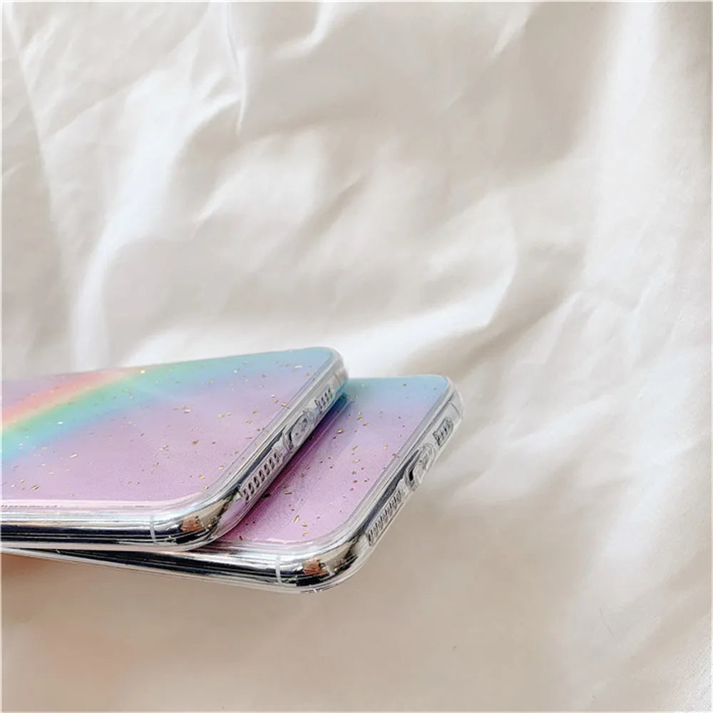 Rainbow gradient striped TPU phone case for iPhone models