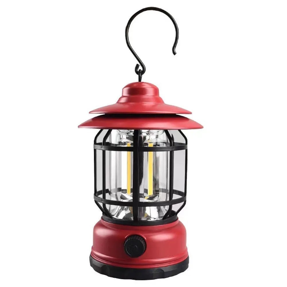 Portable camping lantern head lamp in dark green, black, or red with super bright light for outdoor use