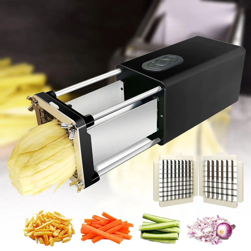 Electric French Fry Cutter with Stainless Steel Blades for Cutting Potatoes, Carrots, and Other Vegetables