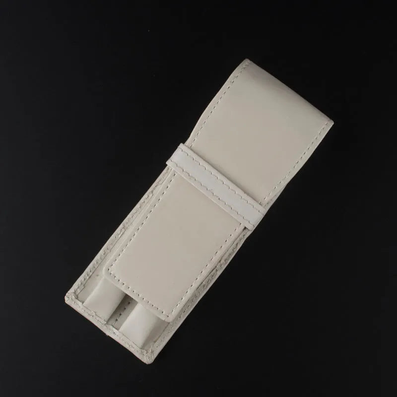 PU double-sided storage bag pen holder in square shape, showing two compartments, available in Black Coffee White colours