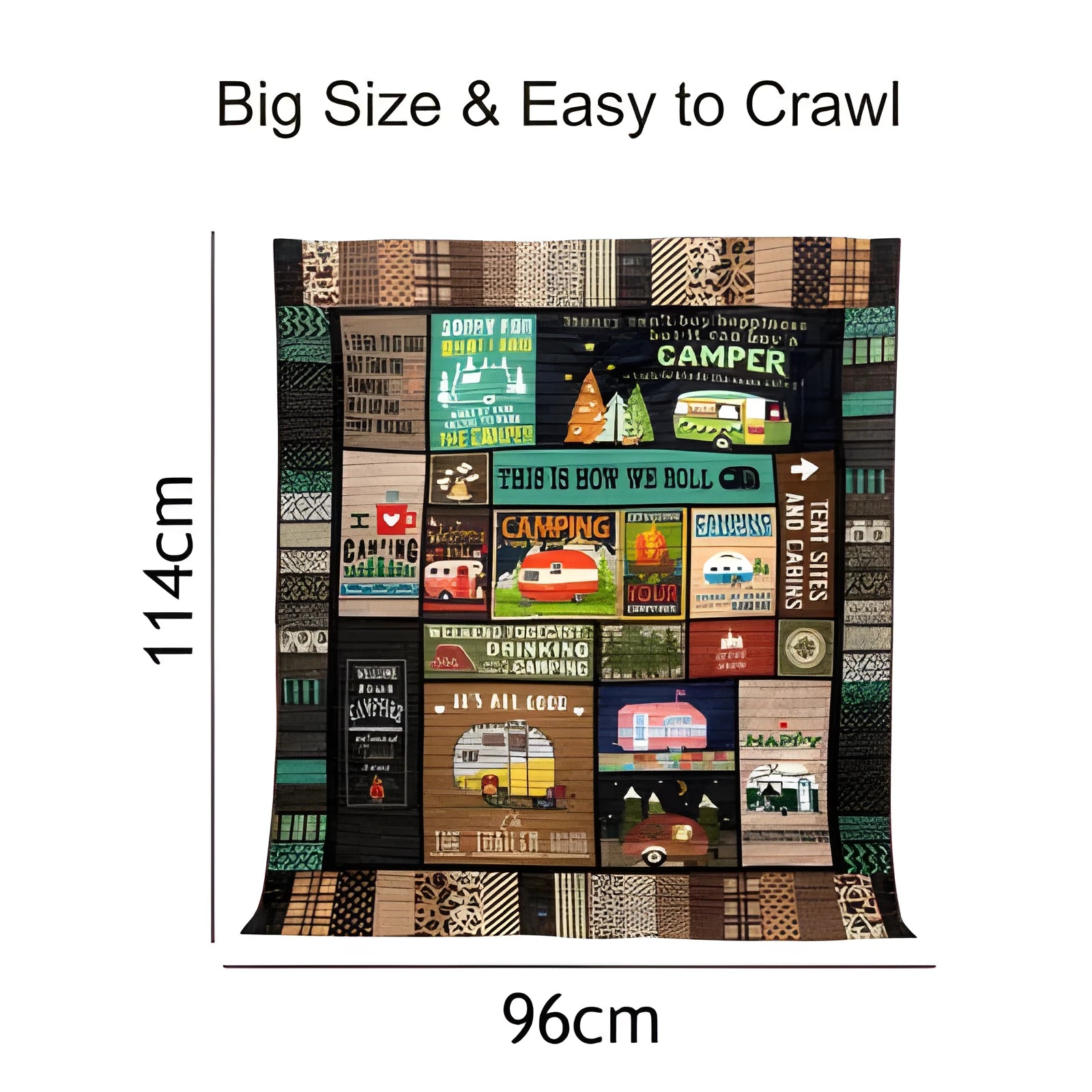 Outdoor camping blanket made from soft 100% polyester in a picnic setting with green grass background