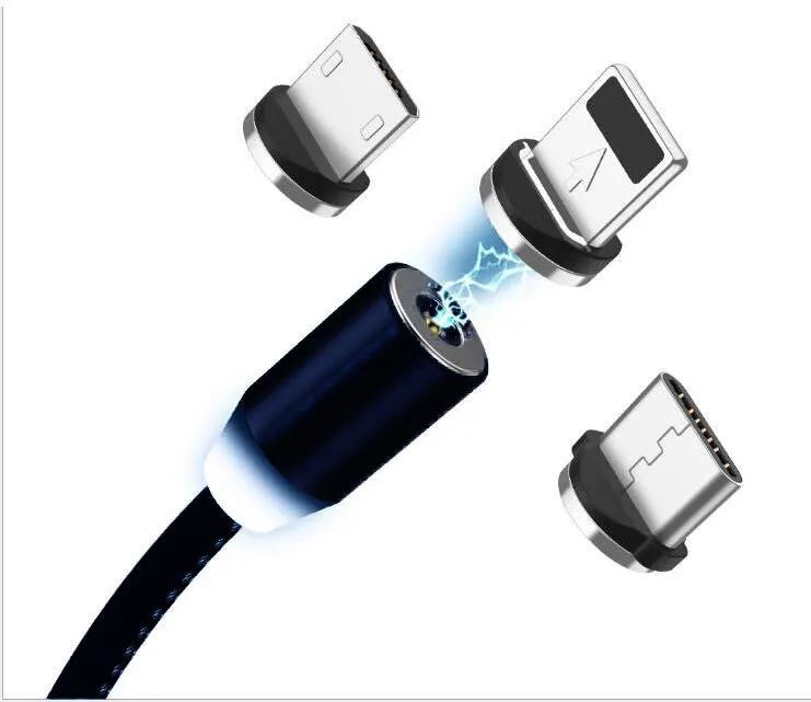 YBD 1 metre magnetic LED charging cable with cotton yarn weaving and aluminium shell