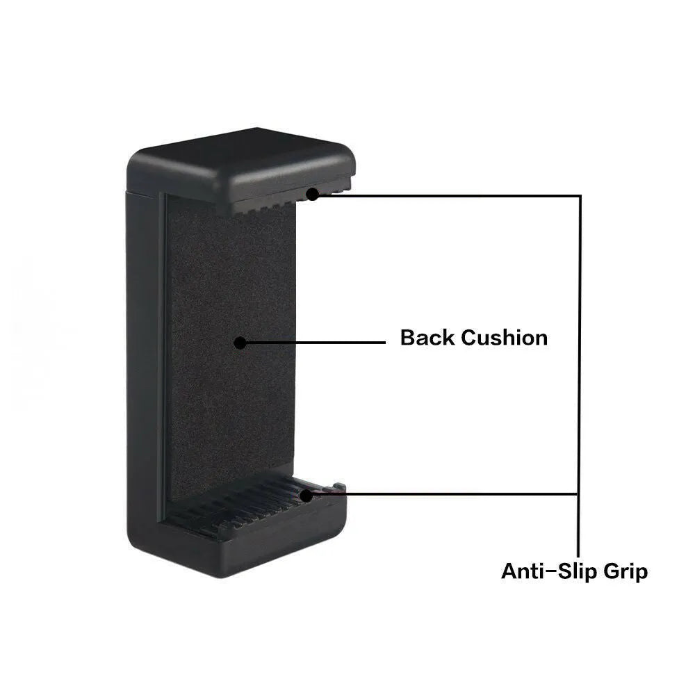 Black plastic rotating phone holder measuring 10mm by 4mm by 3.5mm