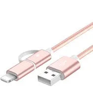 Black 2-in-1 USB Type C Micro USB braided fast charging data cable 1 metre aluminium alloy connectors