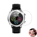 Three transparent PET screen protector films for Ticwatch2 smartwatch on a clean surface.