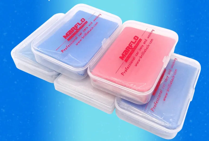 Marflo car cleaning clay bar in Heavy and King2 models, available in 80g, 100g, or 150g, for removing paint contaminants