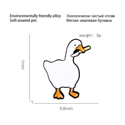 Untitled Goose Game inspired big goose brooch in alloy with geometric design