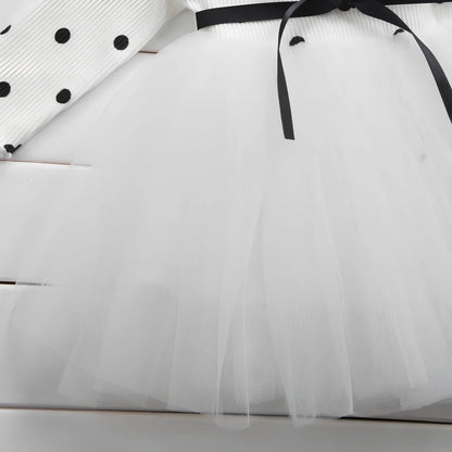 Baby girls long sleeve tutu lace dress in black, pink or white for ages 3-8 years