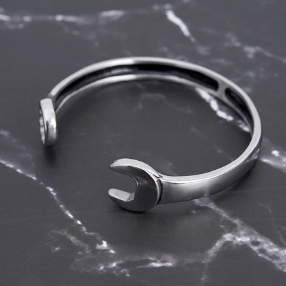 Stainless steel wrench screw bracelet in steel color and gold options