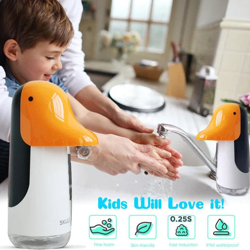 Cartoon Penguin Automatic Foam Hand Soap Dispenser with USB recharge feature
