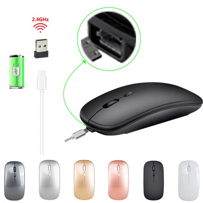 Ergonomic wireless dual-mode mouse with adjustable DPI settings in various colors