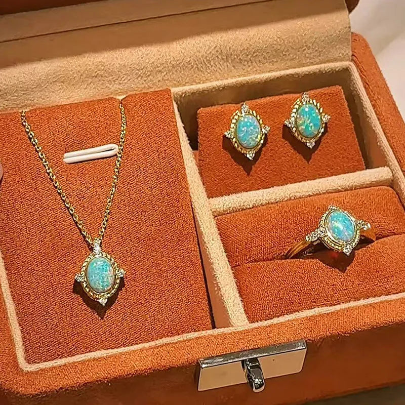 925 silver opal necklace pendant with oval stone, vintage electroplated finish, and regular chain