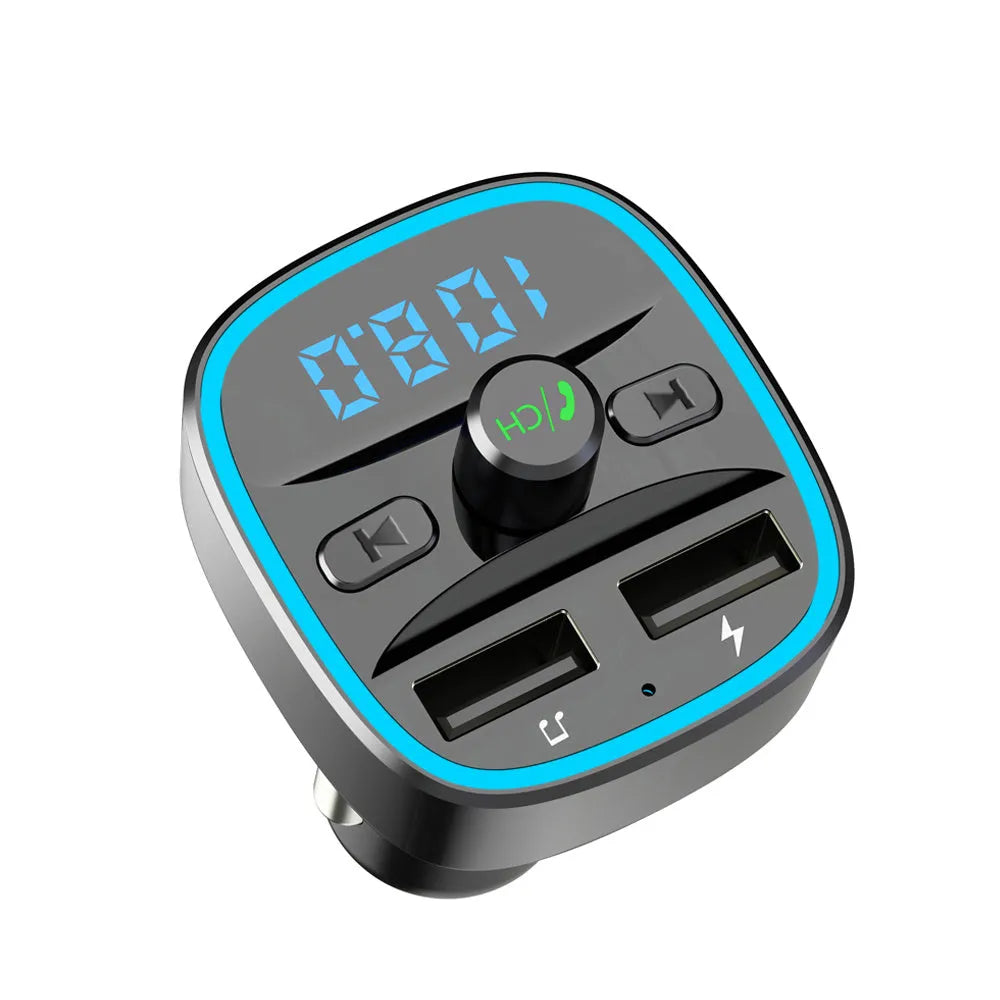 T25 car Bluetooth MP3 player FM transmitter black with 1.1-inch monochrome screen