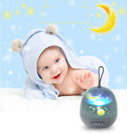 360° rotating night light projector with 8 LED lighting modes for bedroom decoration