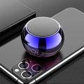Mini portable metal Bluetooth speaker in gradient blue, light blue, orange, or silver colours