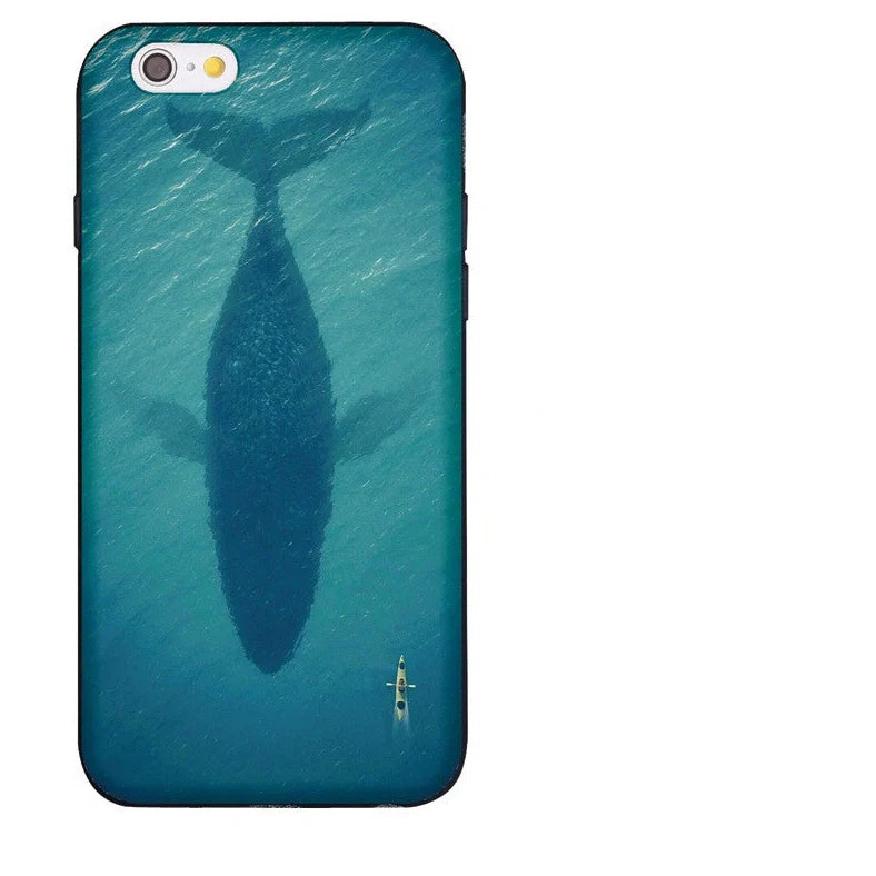 Silicone mobile phone case with whale pattern design for Apple iPhone protection