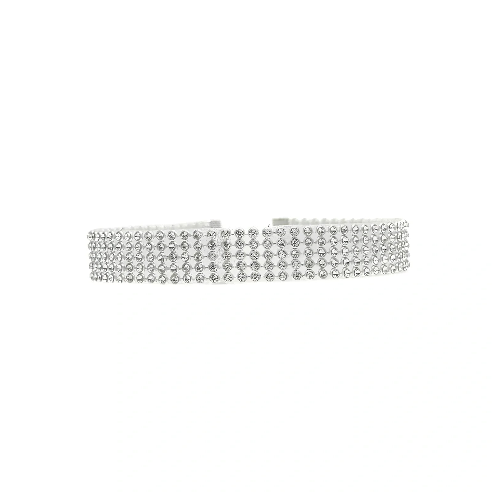 Women's full crystal rhinestone choker necklace, 29cm length with 10cm extension, multicolor or white options in 1-2.5cm widths