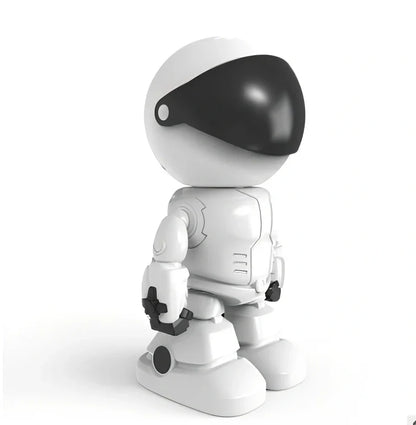 White WiFi IP security camera with 355° pan tilt, 1080P lens, and infrared night vision for indoor home surveillance, weighing 223g