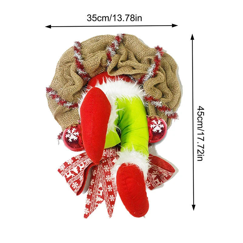 Christmas Thief Stole Burlap Wreath with Santa Legs Design in red