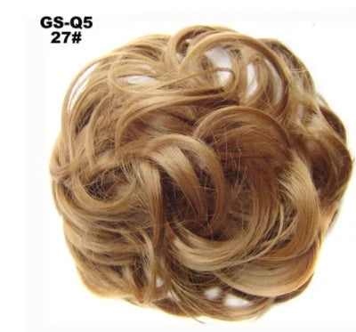 Synthetic wavy curly messy hair bun for women, 12cm diameter, high-temperature wire