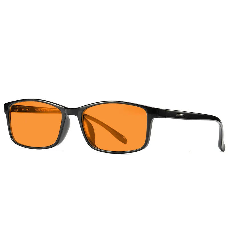 Orange tinted blue light glasses in a full rim frame with four colour options C1 C2 C3 C4