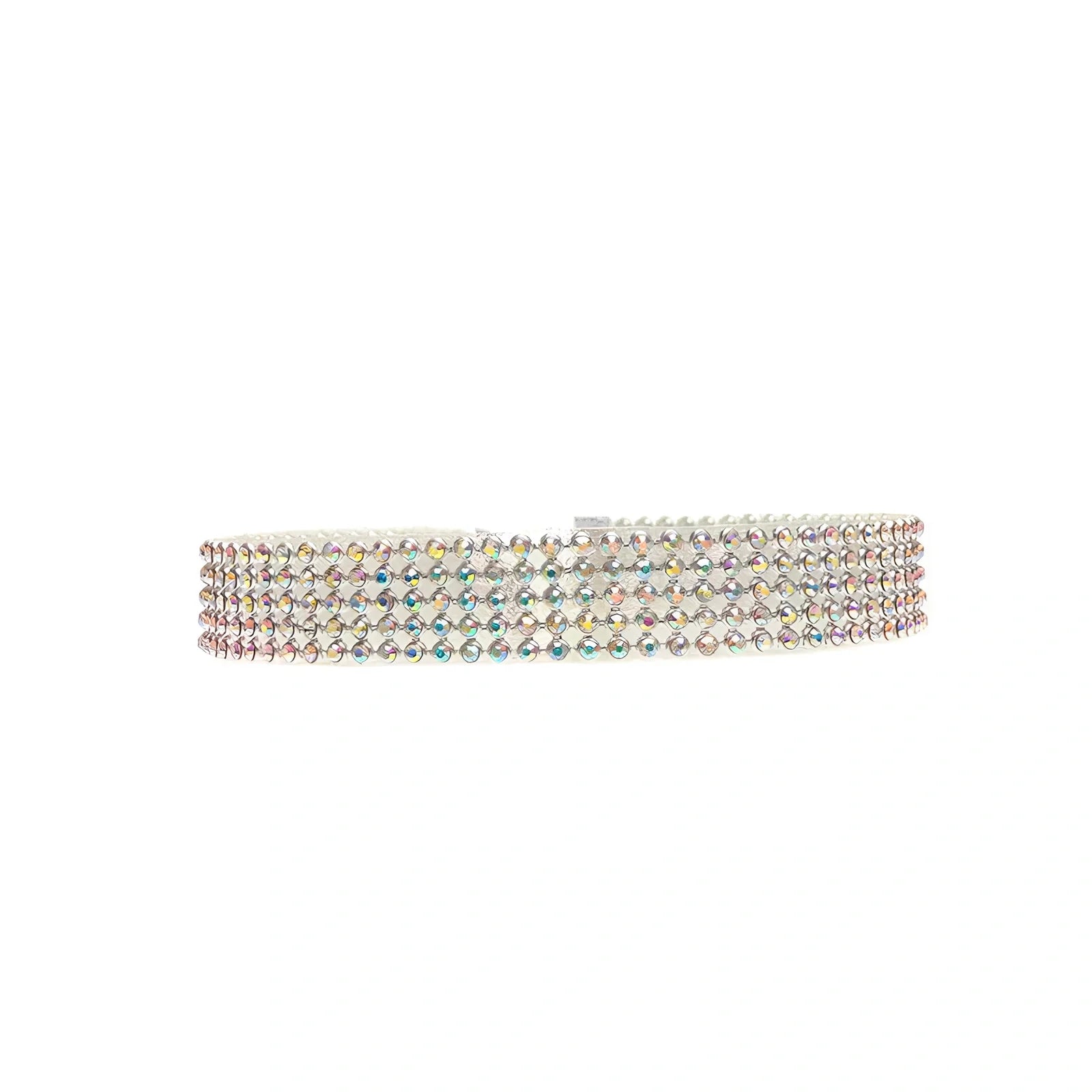Women's full crystal rhinestone choker necklace, 29cm length with 10cm extension, multicolor or white options in 1-2.5cm widths