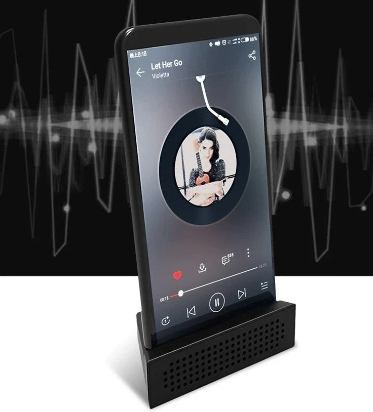 Mini speaker phone holder for Apple iPhones in various colors