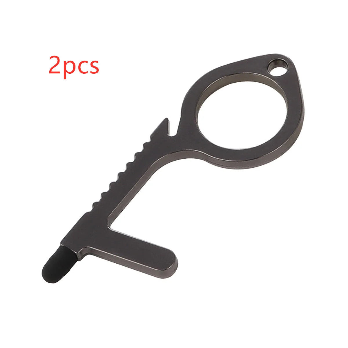 Alloy protective door opener keychain in various colours, 7.9cm in size