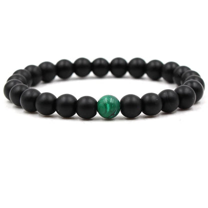 Classic black matte green malachite bracelets with unique textures, suitable for women and men.