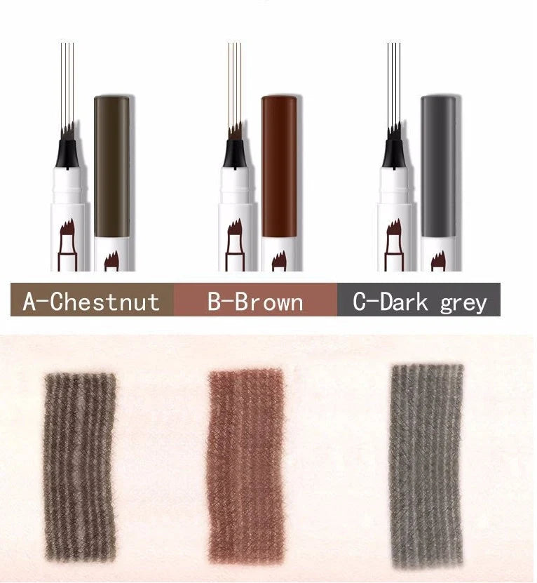 Waterproof Four-Claw Eyebrow Pen for natural, long-lasting brows