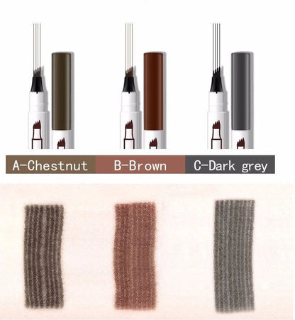 Waterproof Four-Claw Eyebrow Pen for natural, long-lasting brows