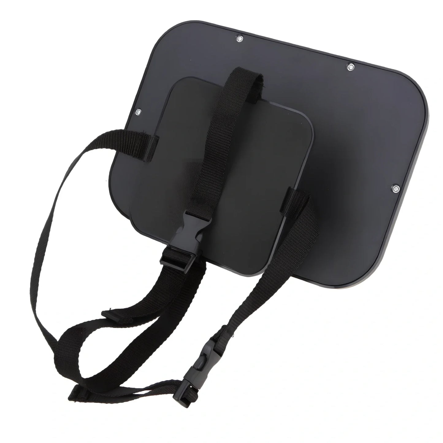 Black adjustable baby car rear view mirror, 26.5 cm long, mounted on headrest for clear rear seat visibility