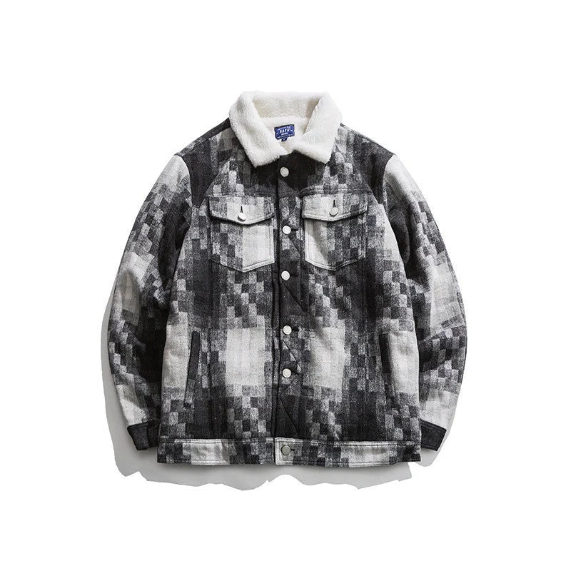 Mosaic wool lamb polyester fibre top in black and red, sizes M to XXL