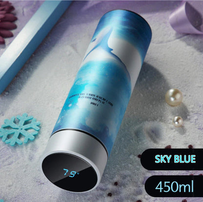 Stainless steel vacuum flask with LED touch display temperature control, available in a variety of colors and sizes