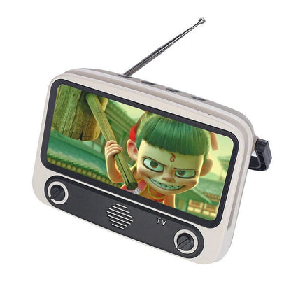 Retro TV card Bluetooth speaker with phone holder in various colors