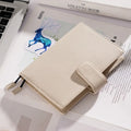 A6 leather notebook with Lychee pattern cowhide cover in off white, pink, or white colour options