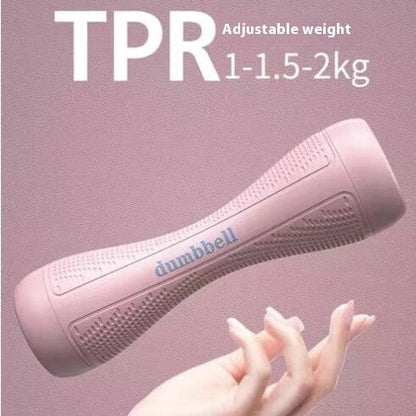 Women's adjustable dumbbells showing blue TPR handles with steel weight blocks