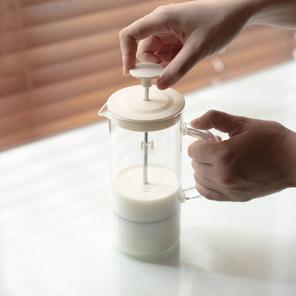 Hand-made Milk Foam Machine with heat-resistant glass and stainless steel strainer