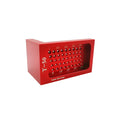 Red alloy steel T50 Mini Scribe woodworking ruler on a wooden workbench