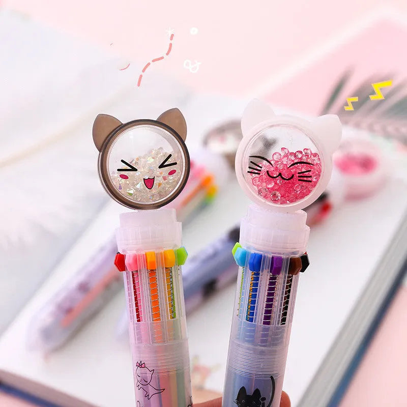 Cute cat design press-type mechanical pencil showing 15cm length and 0.5mm specification