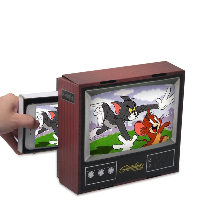Vintage-styled cardboard TV mobile phone screen magnifier in black