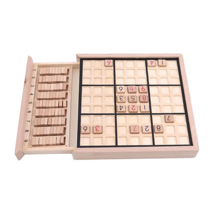 Children's beech wood Sudoku chess folding game table for educational play