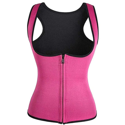 Ladies neoprene court corset with zipper closure in blue colour showing U-neck and waist-length design