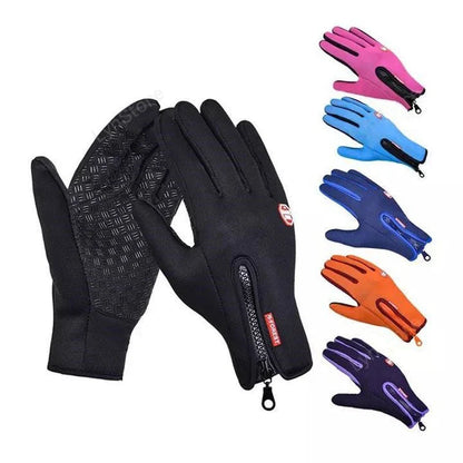 Premium touchscreen motorcycle gloves with polar fleece lining and textured grip for warmth and control