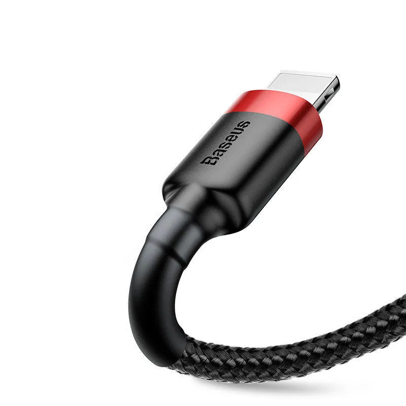 Red and black Lightning charging cable for Apple iPhones with 8PIN connector