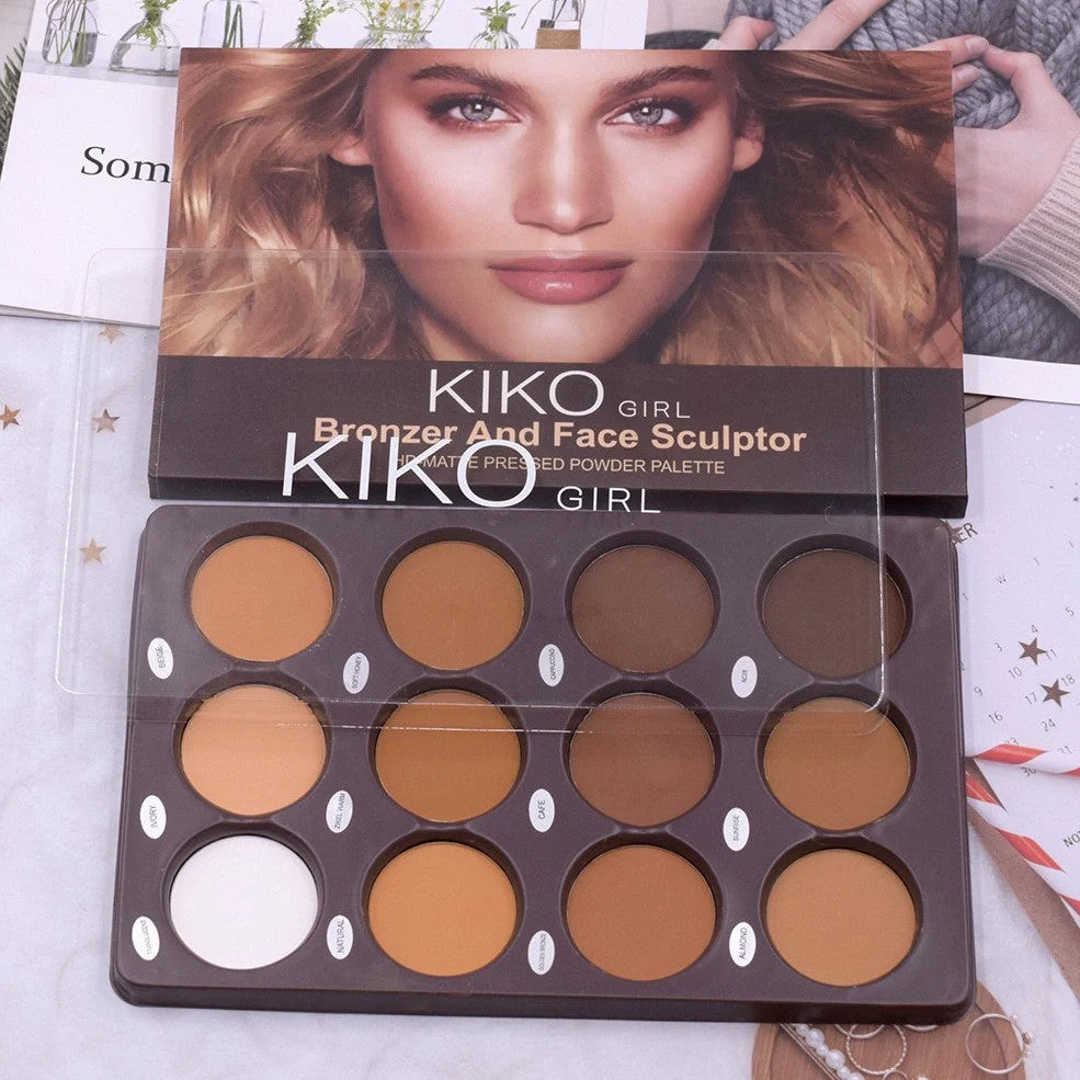 12 colour makeup contouring plate with natural pigments for universal skin types