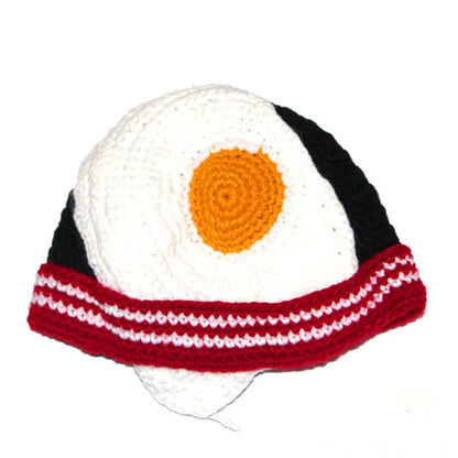 Hand-knitted egg hat in white, perfect for winter warmth and party costumes